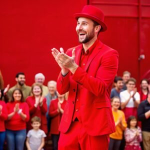 Here is the alt text in English: "A man in a suit wearing a hat."